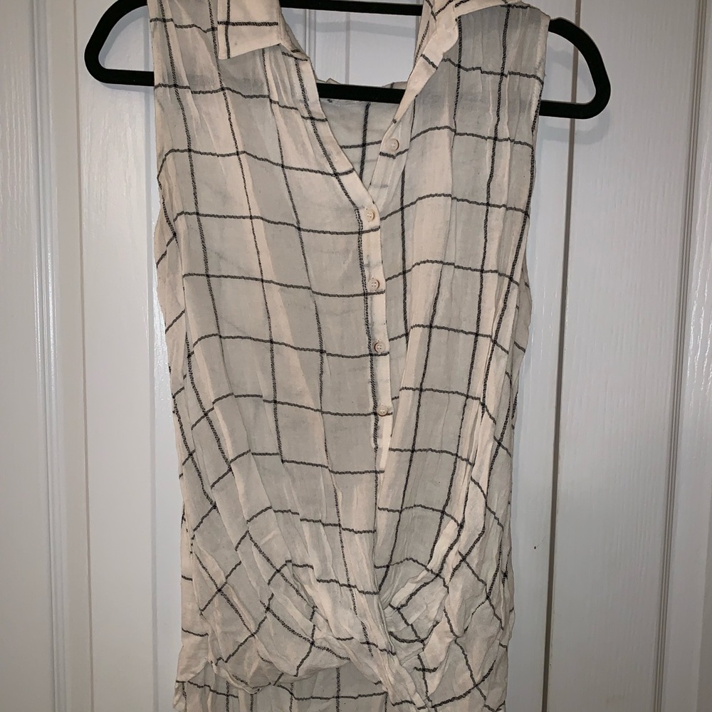 Button Down Twist Front Tank